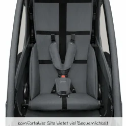 Kinderfahrradanhänger & Buggy QUPA 1 für 1 Kind mit Kupplung, Blattfeder-Dämpfsystem (bis 50 kg) - Grey