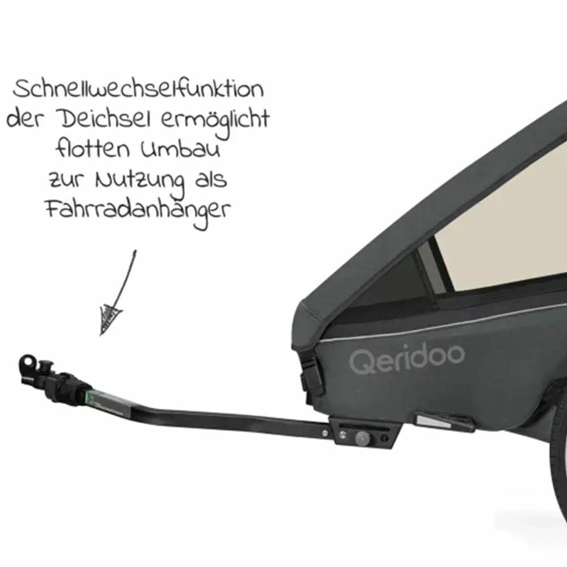 Kinderfahrradanhänger & Buggy Kidgoo 2 für 2 Kinder (bis 60 kg) mit Kupplung, Dämpfsystem, XL-Kofferraum - Steel Grey