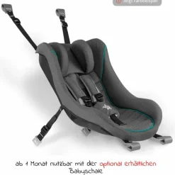Kinderfahrradanhänger & Buggy Kidgoo 2 für 2 Kinder (bis 60 kg) mit Kupplung, Dämpfsystem, XL-Kofferraum - Steel Grey