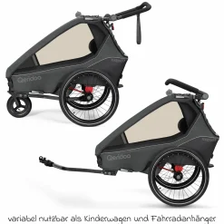 Kinderfahrradanhänger & Buggy Kidgoo 1 für 1 Kind (bis 50 kg) mit Kupplung, Dämpfsystem, XL-Kofferraum - Steel Grey
