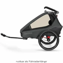 Kinderfahrradanhänger & Buggy Kidgoo 1 für 1 Kind (bis 50 kg) mit Kupplung, Dämpfsystem, XL-Kofferraum - Steel Grey