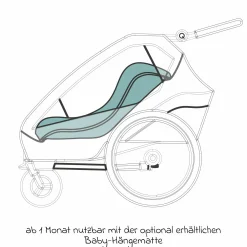 Kinderfahrradanhänger & Buggy Kidgoo 1 für 1 Kind (bis 50 kg) mit Kupplung, Dämpfsystem, XL-Kofferraum - Steel Grey
