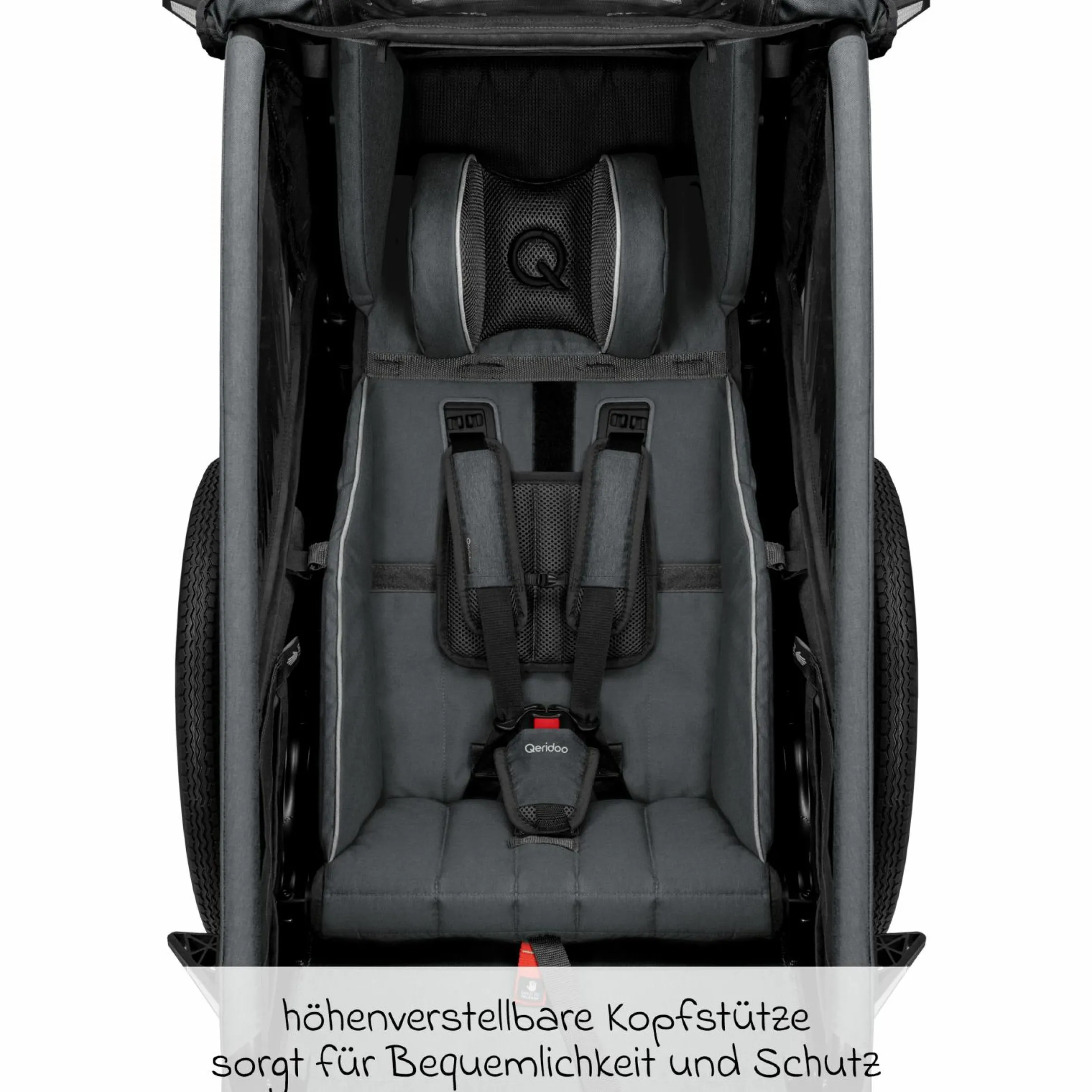 Kinderfahrradanhänger & Buggy Kidgoo 1 für 1 Kind (bis 50 kg) mit Kupplung, Dämpfsystem, XL-Kofferraum - Steel Grey