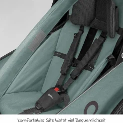 Kinderfahrradanhänger & Buggy Qupa 1 Plus für 1 Kind (bis 50 kg) mit Kupplung, Blattfeder-Dämpfsystem, 3in1 Verdeck - Mineral Blue
