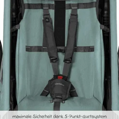 Kinderfahrradanhänger & Buggy Qupa 1 Plus für 1 Kind (bis 50 kg) mit Kupplung, Blattfeder-Dämpfsystem, 3in1 Verdeck - Mineral Blue