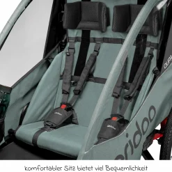 Kinderfahrradanhänger & Buggy Qupa 2 Plus für 2 Kinder (bis 60 kg) mit Kupplung, Blattfeder-Dämpfsystem, 3in1 Verdeck - Mineral Blue