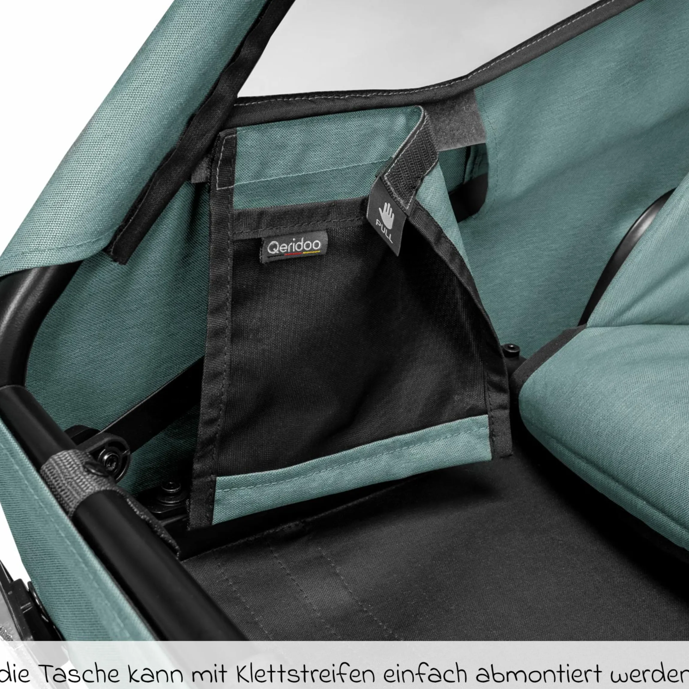 Kinderfahrradanhänger & Buggy Qupa 2 Plus für 2 Kinder (bis 60 kg) mit Kupplung, Blattfeder-Dämpfsystem, 3in1 Verdeck - Mineral Blue