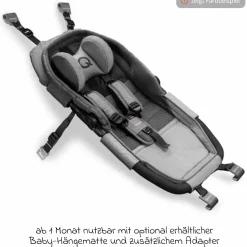 Kinderfahrradanhänger & Buggy Qupa 2 Plus für 2 Kinder (bis 60 kg) mit Kupplung, Blattfeder-Dämpfsystem, 3in1 Verdeck - Mineral Blue