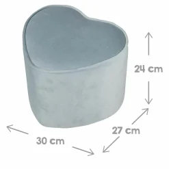 Kinderhocker in Herzform gepolster, mit Samtstoff bezogen - Lil Sofa - Hellblau Sky