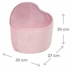 Kinderhocker in Herzform gepolster, mit Samtstoff bezogen - Lil Sofa - Rosa Mauve