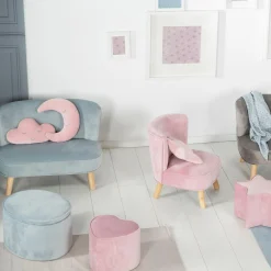 Kinderhocker in Herzform gepolster, mit Samtstoff bezogen - Lil Sofa - Rosa Mauve