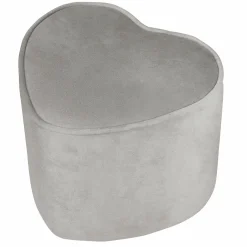 Kinderhocker in Herzform gepolster, mit Samtstoff bezogen - Lil Sofa - Silbergrau