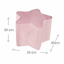 Kinderhocker in Sternform gepolster, mit Samtstoff bezogen - Lil Sofa - Rosa Mauve