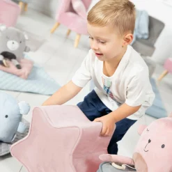 Kinderhocker in Sternform gepolster, mit Samtstoff bezogen - Lil Sofa - Rosa Mauve