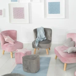 Kinderhocker in Sternform gepolster, mit Samtstoff bezogen - Lil Sofa - Rosa Mauve