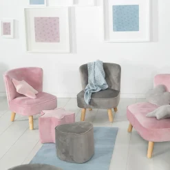 Kinderhocker in Sternform gepolster, mit Samtstoff bezogen - Lil Sofa - Rosa Mauve