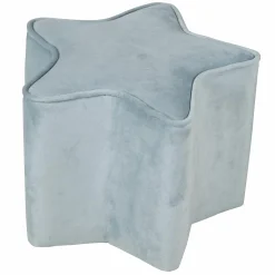 Kinderhocker in Sternform gepolster, mit Samtstoff bezogen - Lil Sofa - Hellblau Sky