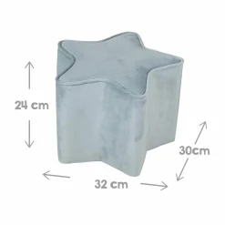 Kinderhocker in Sternform gepolster, mit Samtstoff bezogen - Lil Sofa - Hellblau Sky