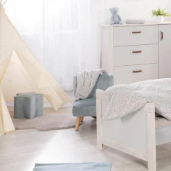 Kinderhocker in Sternform gepolster, mit Samtstoff bezogen - Lil Sofa - Hellblau Sky
