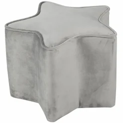 Kinderhocker in Sternform gepolster, mit Samtstoff bezogen - Lil Sofa - Silbergrau