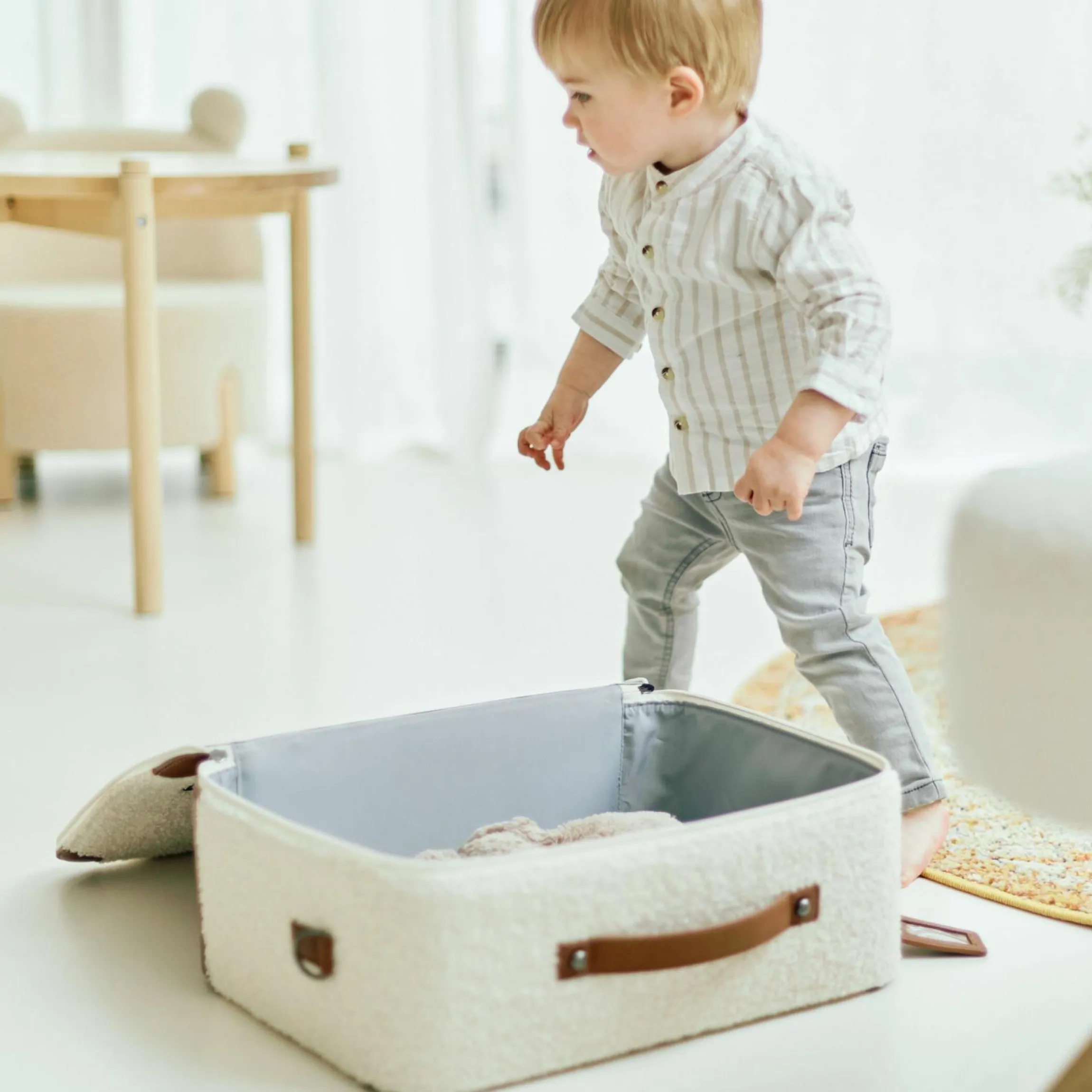 Kinderkoffer Mini Traveller - Teddy - Offwhite