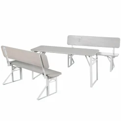 Kinderparty-Sitzgarnitur Outdoor mit 2 Bänke mit Lehne & 1 Tisch - Grau