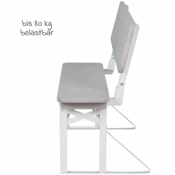 Kinderparty-Sitzgarnitur Outdoor mit 2 Bänke mit Lehne & 1 Tisch - Grau