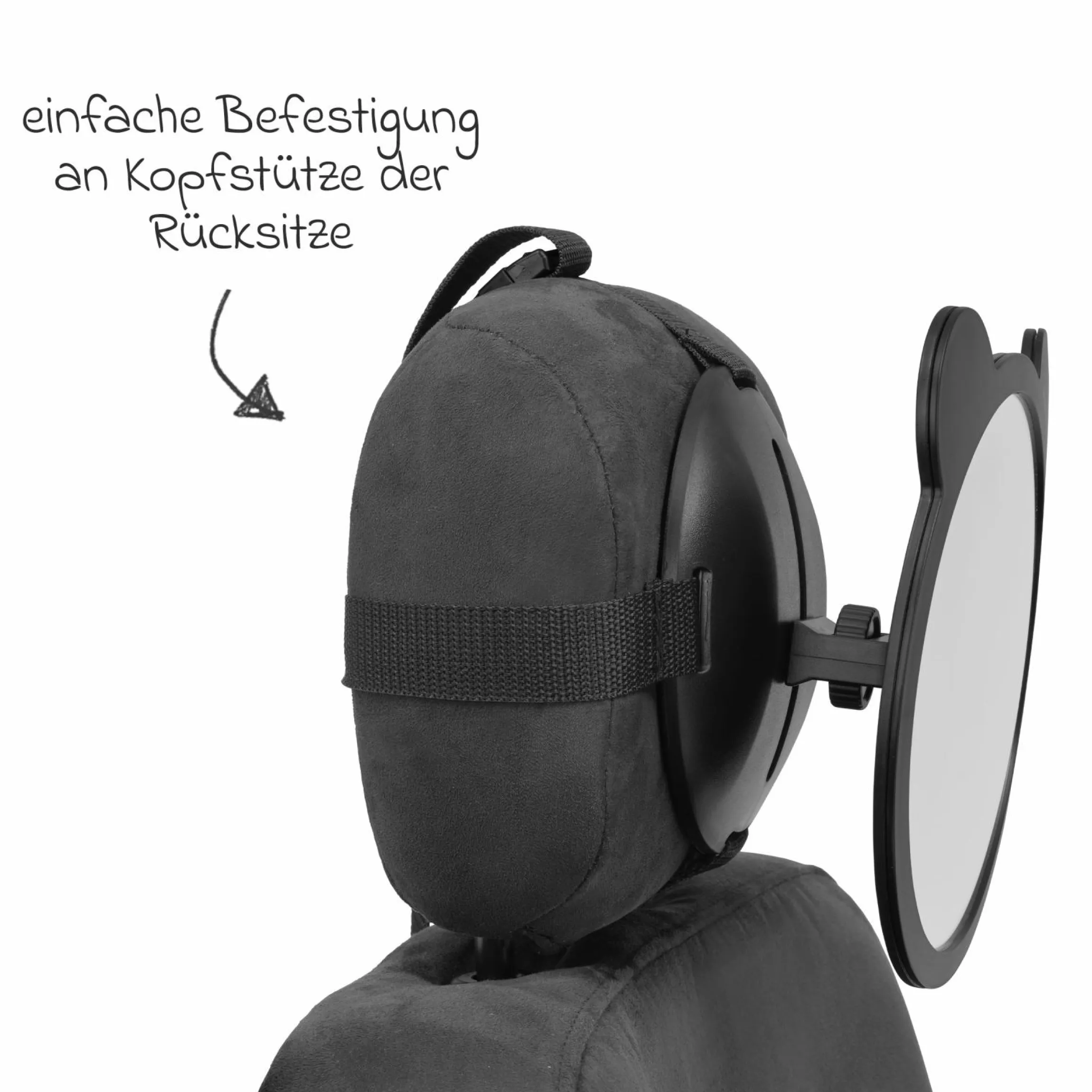 Kinder-Rücksitzspiegel mit Weitwinkelsicht für Babyschalen & Kindersitze - schnell zu instalieren - Black - Kollektion 2025
