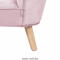 Kindersessel gepolster, mit Samtstoff bezogen - Lil Sofa - Rosa Mauve
