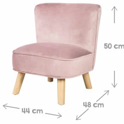 Kindersessel gepolster, mit Samtstoff bezogen - Lil Sofa - Rosa Mauve