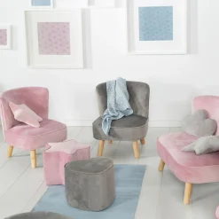 Kindersessel gepolster, mit Samtstoff bezogen - Lil Sofa - Rosa Mauve