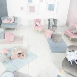 Kindersessel gepolster, mit Samtstoff bezogen - Lil Sofa - Rosa Mauve