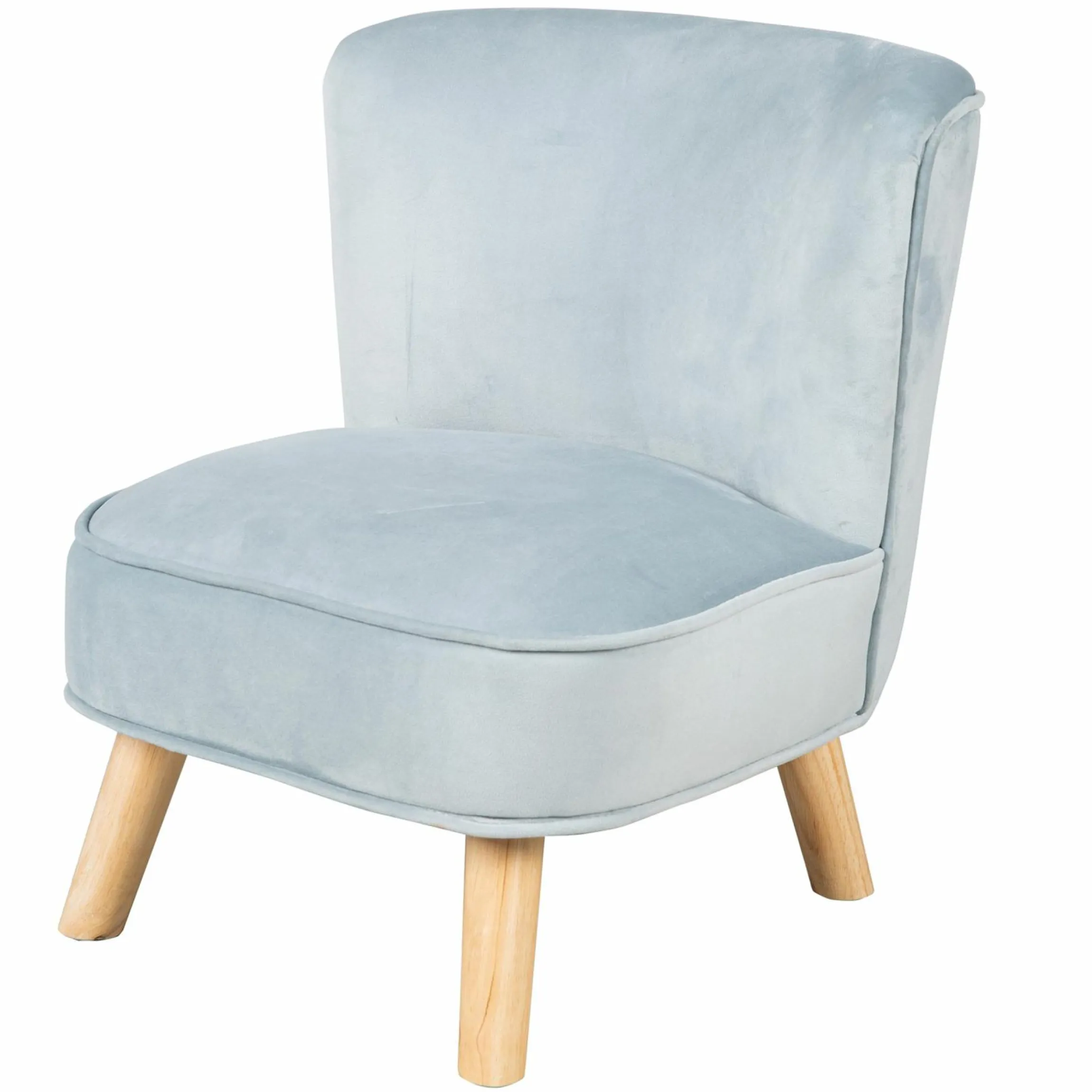 Kindersessel gepolster, mit Samtstoff bezogen - Lil Sofa - Hellblau Sky