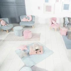 Kindersessel gepolster, mit Samtstoff bezogen - Lil Sofa - Hellblau Sky