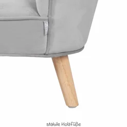 Kindersessel gepolster, mit Samtstoff bezogen - Lil Sofa - Silbergrau