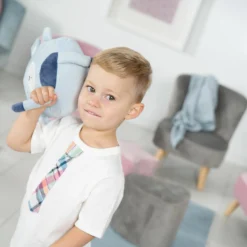 Kindersessel gepolster, mit Samtstoff bezogen - Lil Sofa - Silbergrau