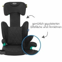 Kindersitz Affix i-Size R129 ab 3,5 Jahre - 12 Jahre (100 cm - 150 cm) nur 4,2 kg schwer mit Isofix & Getränkehalter - Midnight - Kollektion 2025