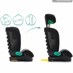 Kindersitz Elli Pro i-Size ab 3 Jahre - 12 Jahre (100 cm - 150 cm) mit Isofix & Getränkehalter inkl. Auto-Sitztasche - Grau