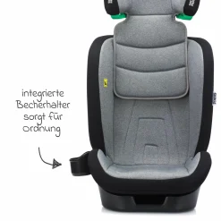 Kindersitz Elli Pro i-Size ab 3 Jahre - 12 Jahre (100 cm - 150 cm) mit Isofix & Getränkehalter inkl. Auto-Sitztasche - Grau