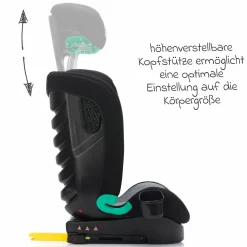 Kindersitz Elli Pro i-Size ab 3 Jahre - 12 Jahre (100 cm - 150 cm) mit Isofix & Getränkehalter inkl. Auto-Sitztasche - Schwarz