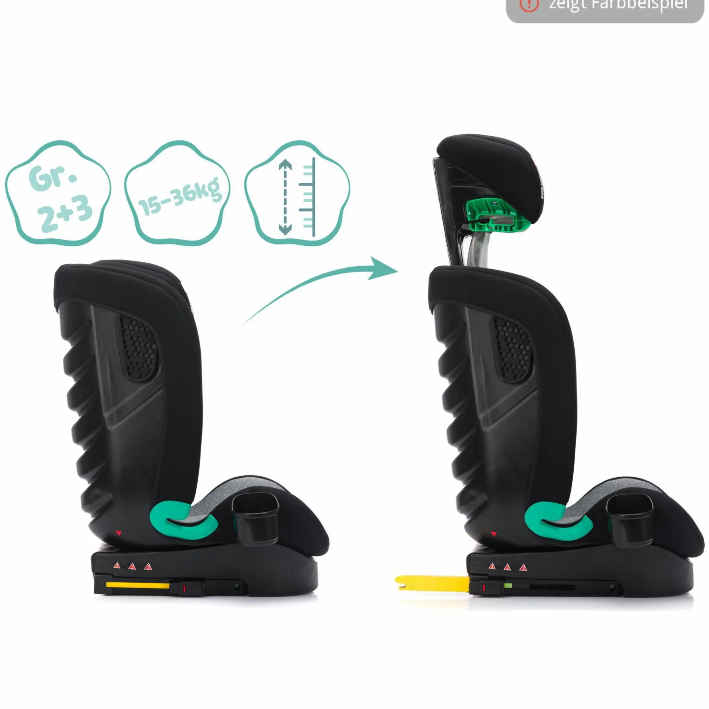 Kindersitz Elli Pro i-Size ab 3 Jahre - 12 Jahre (100 cm - 150 cm) mit Isofix & Getränkehalter - Grau