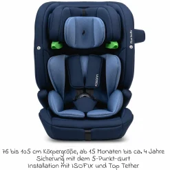 Kindersitz Flux Isofix i-Size ab 15 Monate - 12 Jahre (76 cm - 150 cm) mit Isofix & Top-Tether - Navy Melange - Kollektion 2025