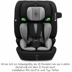 Kindersitz Flux Isofix i-Size ab 15 Monate - 12 Jahre (76 cm - 150 cm) mit Isofix & Top-Tether - Grey Melange - Kollektion 2025