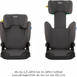 Kindersitz Junior Maxi i-Size R129 ab 3,5 Jahre - 12 Jahre (100 cm - 150 cm) inkl. Getränkehalter nur 3,5 kg leicht - Iron - Kollektion 2025