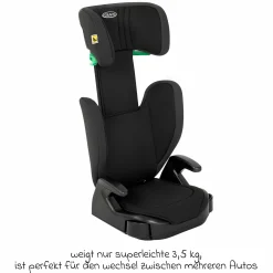 Kindersitz Junior Maxi i-Size R129 ab 3,5 Jahre - 12 Jahre (100 cm - 150 cm) inkl. Getränkehalter nur 3,5 kg leicht - Midnight - Kollektion 2025