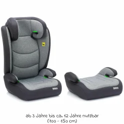 Kindersitz Lea i-Size R129 ab 3 Jahre - 12 Jahre (100 cm - 150 cm) ohne Isofix mit Gurtbefestigung nur 4 kg - Grau