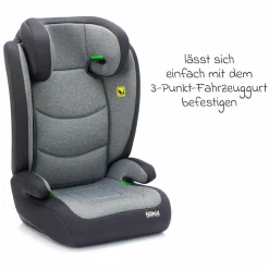 Kindersitz Lea i-Size R129 ab 3 Jahre - 12 Jahre (100 cm - 150 cm) ohne Isofix mit Gurtbefestigung nur 4 kg - Grau