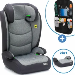 Kindersitz Lea i-Size R129 ab 3 Jahre - 12 Jahre (100 cm - 150 cm) ohne Isofix mit Gurtbefestigung nur 4 kg inkl. Auto-Sitztasche - Grau