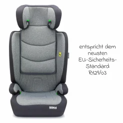Kindersitz Lea i-Size R129 ab 3 Jahre - 12 Jahre (100 cm - 150 cm) ohne Isofix mit Gurtbefestigung nur 4 kg inkl. Auto-Sitztasche - Grau