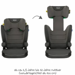 Kindersitz Logico L i-Size ab 3,5 Jahre - 12 Jahre (100 cm - 150 cm) inkl. Getränkehalter - Iron - Kollektion 2025